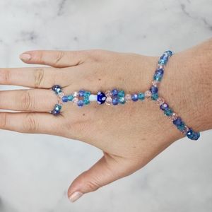 🦙 Glass beaded ring-bracelet